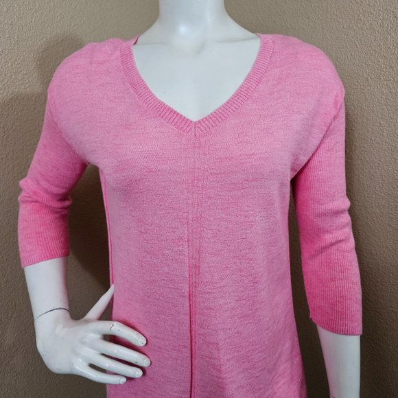 TALBOTS Marled Pink V-neck Cotton Pullover Sweater~Size XS - Picture 3 of 9